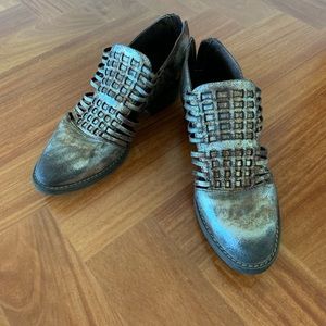 Leather metallic booties